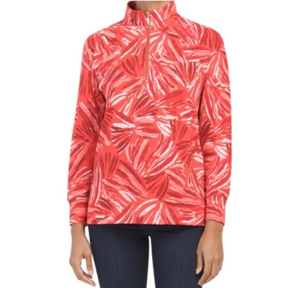 Pappagallo Tops - Pappagallo Half Zip Funnel Neck Long Sleeve Top (NWT) (Size: Medium)